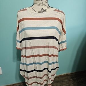 Striped Short Sleeve Tee with Multicolor Stripes